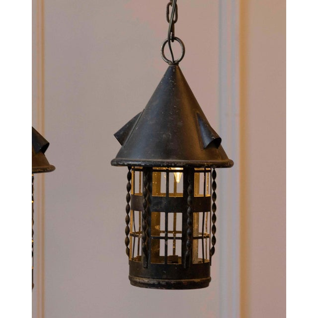 Early 20th-Century French Iron Lanterns - Set of Four For Sale - Image 10 of 12
