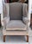 Antique 19c Georgian Wingback Arm Chair. It was freshly upholstered in expensive gray mohair.
