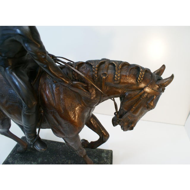 Late 20th Century Large Bronze Jockey Rider on Race Horse Sculpture, 20th Century For Sale - Image 5 of 12