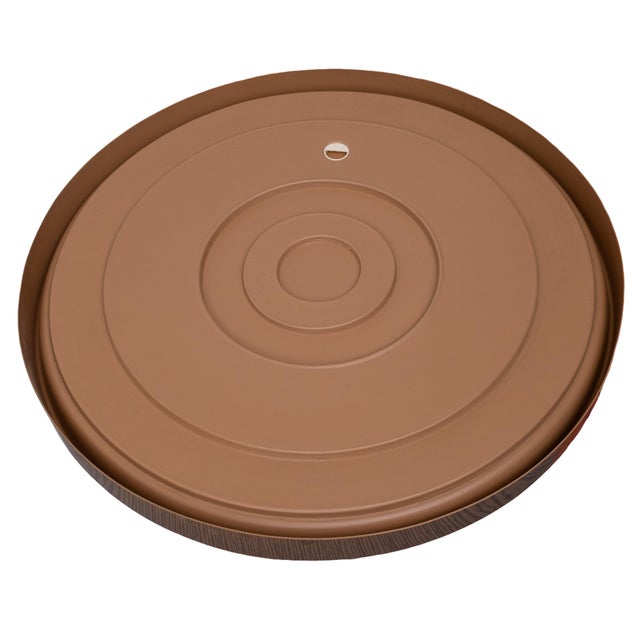 1970s Round Plastic Wall Mirror in Faux Wood, 1970s For Sale - Image 5 of 7