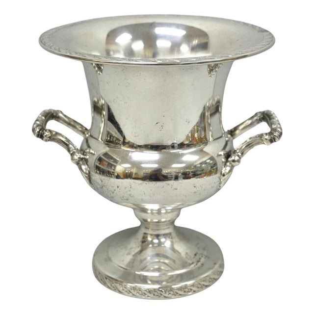 Vintage Wm Rogers "Spring Flower" Silver Plated Champagne Chiller Bar Ice Bucket For Sale
