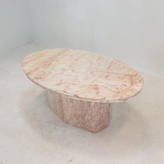 Beige Italian Oval Marble Coffee Table, 1970s For Sale - Image 8 of 18