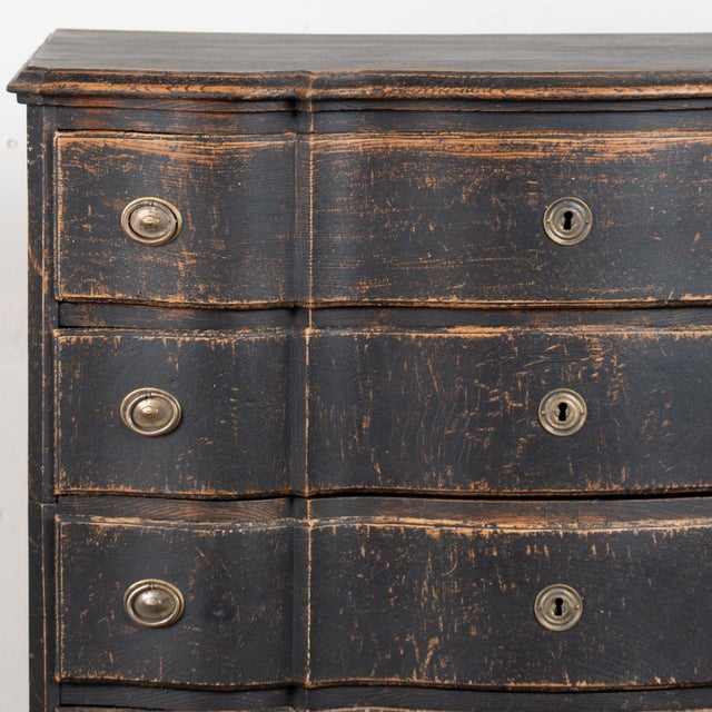 Black 18th Century Black Painted Oak Rococo Chest of Drawers From Denmark For Sale - Image 8 of 14