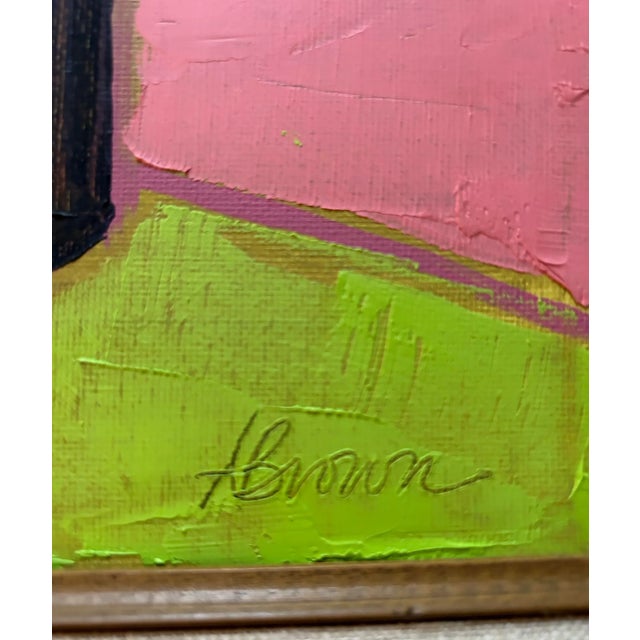 Contemporary Contemporary Original Alexandra Brown Pop Still Life Oil Painting Vintage Frame Signed For Sale - Image 3 of 3