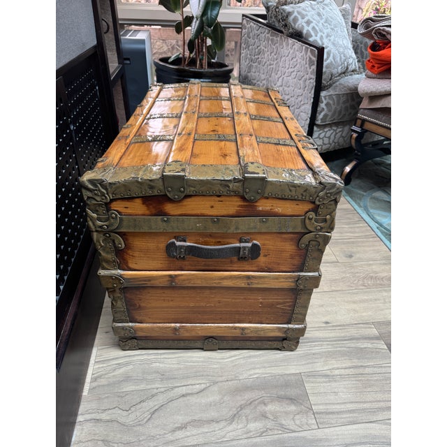 Traditional Antique Trunk Copper Lined For Sale - Image 3 of 10