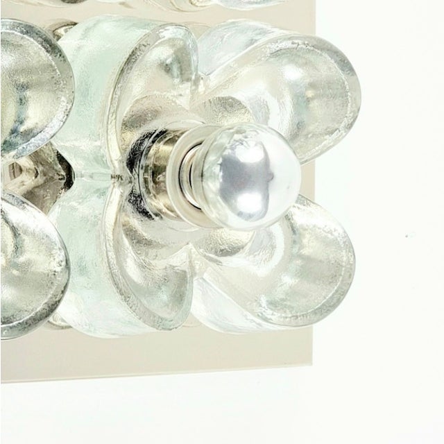 1960s Mid-Century Modern Floral Glass & Chrome Wall Light or Ceiling Light/Flush Mount From Sische, Germany For Sale - Image 4 of 11