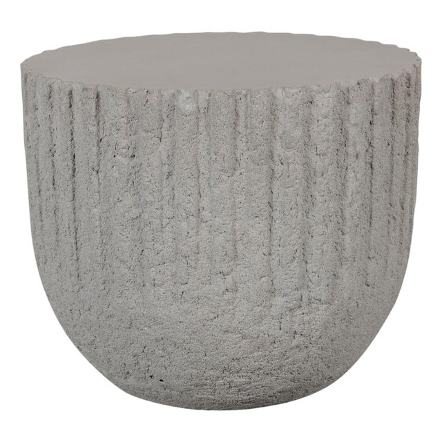 Cove Cement Round Outdoor Side Table For Sale