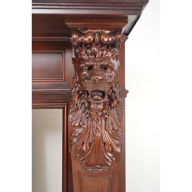 Early 20th Century Antique Renaissance Revival Wooden Fireplace Mantel For Sale - Image 5 of 11