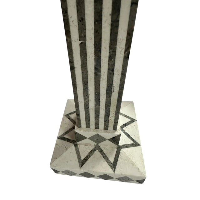 1990s Vintage Tavola Grey & White Marble Candlesticks- a Pair For Sale - Image 11 of 11
