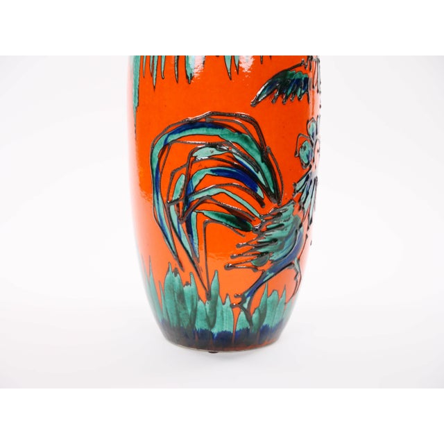 Mid 20th Century Large Mid-Century Scheurich Ceramic Vase in Burnt Orange and Green, West Germany For Sale - Image 5 of 11