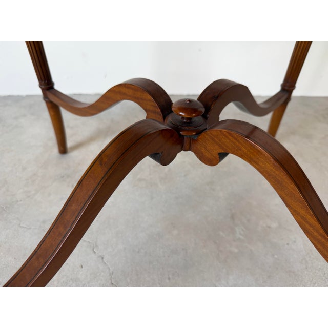 Brown Antique French Neoclassical Flame Mahogany Round Side Table For Sale - Image 8 of 12