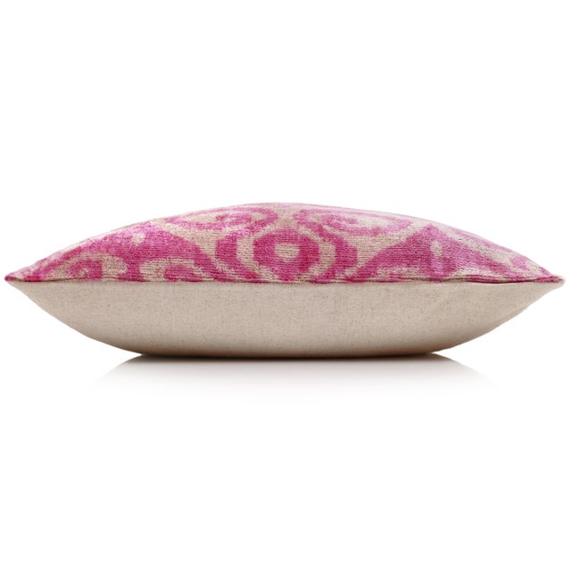 Rose Silk Velvet Pillow 16x24 Handmade Luxury Lumbar Cushion For Sale In San Francisco - Image 6 of 9