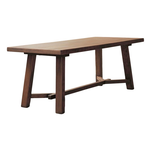 Brutalist Oak Dining Table, France, 1970s For Sale