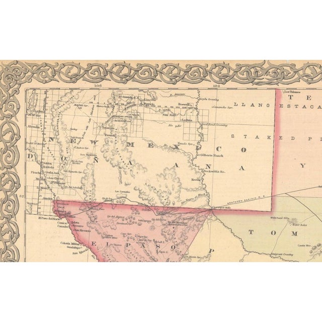 Large Antique Map of Texas with Panhandle and Bay Inset Maps, 1873 For Sale - Image 3 of 11
