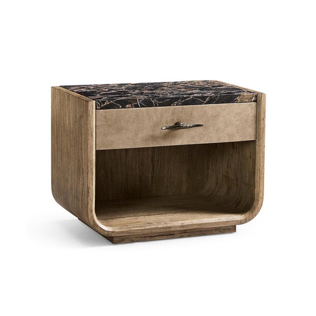 Wood Rustic Modern Nightstand With Marble Top For Sale - Image 7 of 14