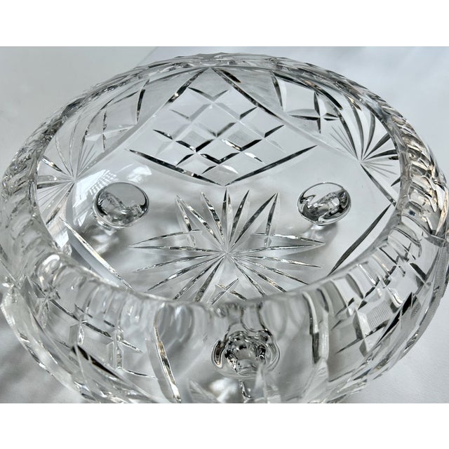 Mid 20th Century Vintage Larger Brilliant Footed Cut Crystal Vessel For Sale - Image 5 of 12