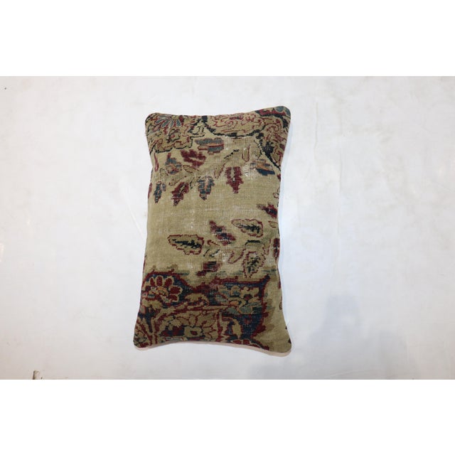 Contemporary Rose and Khaki Persian Kerman Rug Pillow For Sale - Image 3 of 5