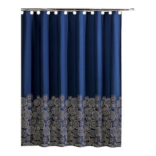 Royle Dark Blue Fabric Shower Curtain For Sale