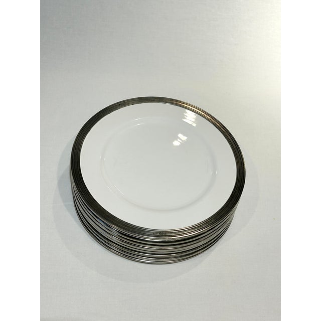 8 Piece Arte Italica Tuscan Pewter Rim Dinner Plates -8 Dinner Plates: 11” Diameter • Handmade Italian Ceramic with Pewter...