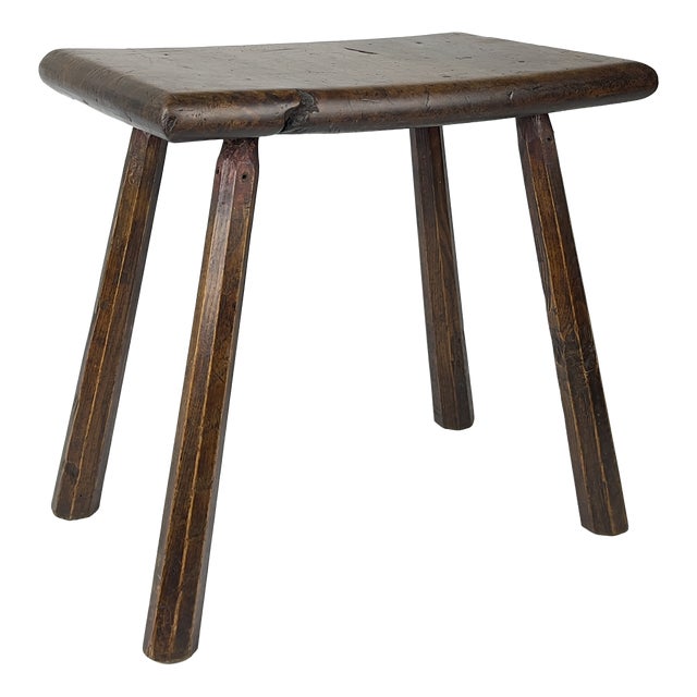 19th Century English Primitive Oak Stool For Sale