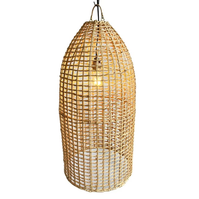 Rattan Basket Bottle Pendant Light For Sale - Image 4 of 10