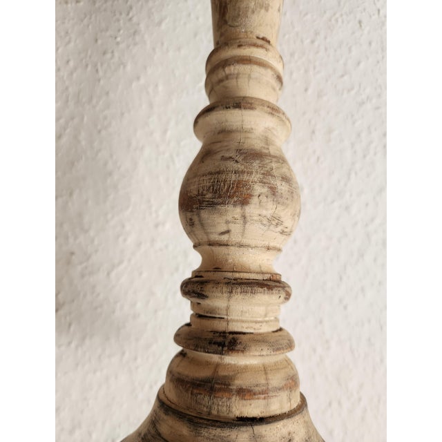 Antique Country House Shabby Chic Wooden Candleholders for Pillar Candles, France, 1950s For Sale - Image 16 of 18
