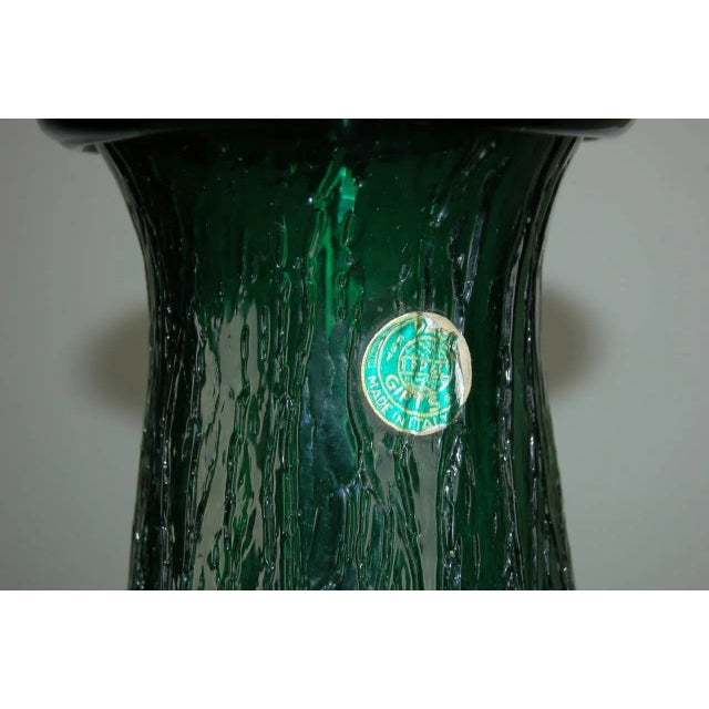 Gold Vintage Murano Glass Craquelure Lamps Green For Sale - Image 8 of 9