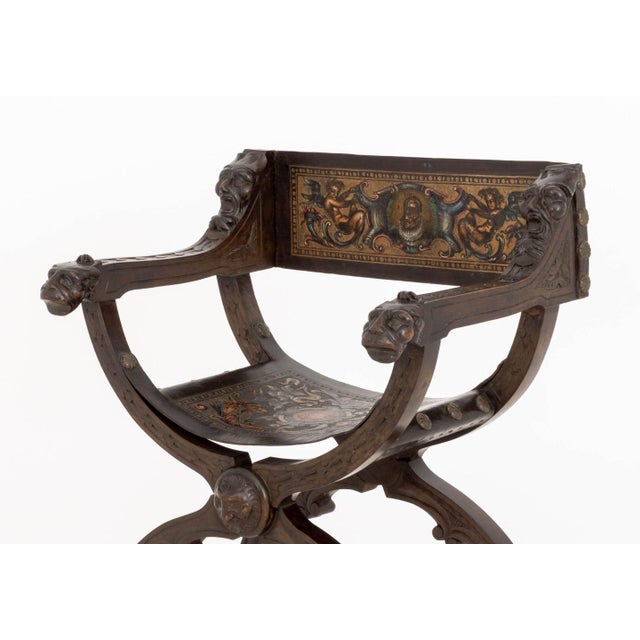 Renaissance Revival Walnut Savonarola Chair For Sale In New York - Image 6 of 10