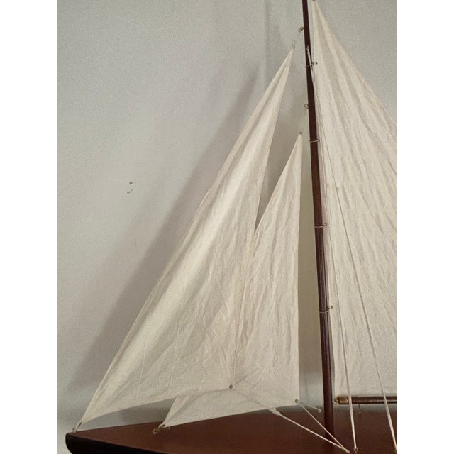 Vintage Triple Sail Coastal Scale Model of Sail Boat For Sale - Image 4 of 12