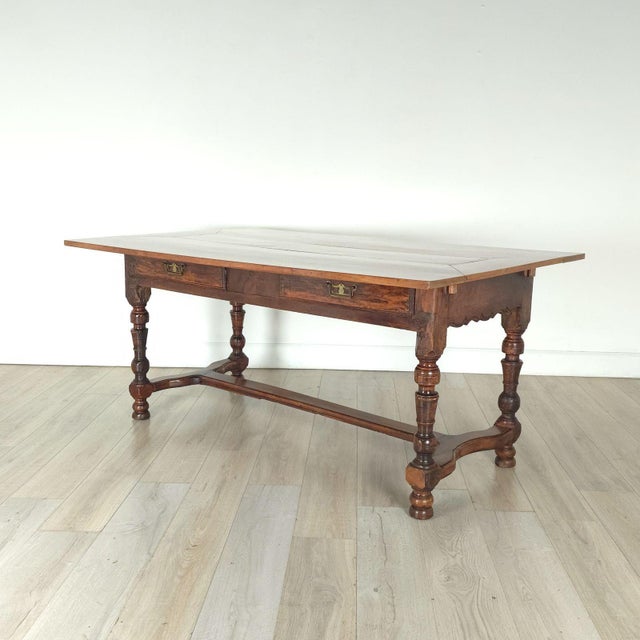 Brown Fruitwood French Dining Table With Antique Elements For Sale - Image 8 of 12