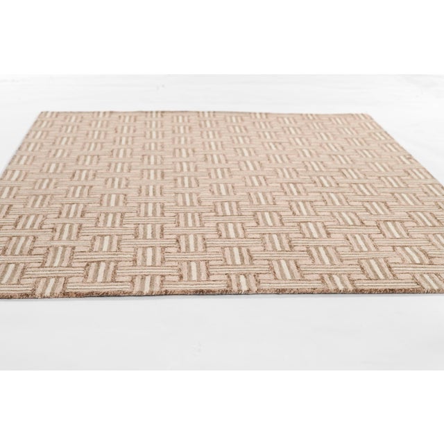 Tan Erin Gates by Momeni Abbot Neutral Basket Pattern Wool Rug 3'6" X 5'6" For Sale - Image 8 of 11