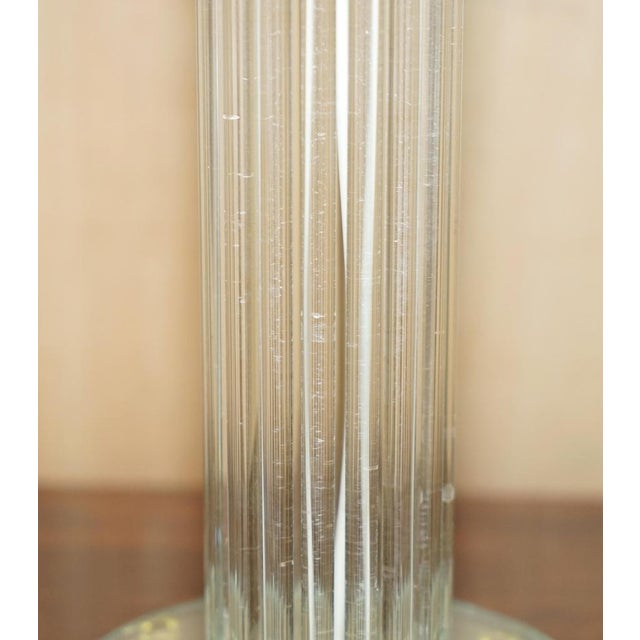 Tall Glass and Brass Column Table Lamp For Sale - Image 6 of 14