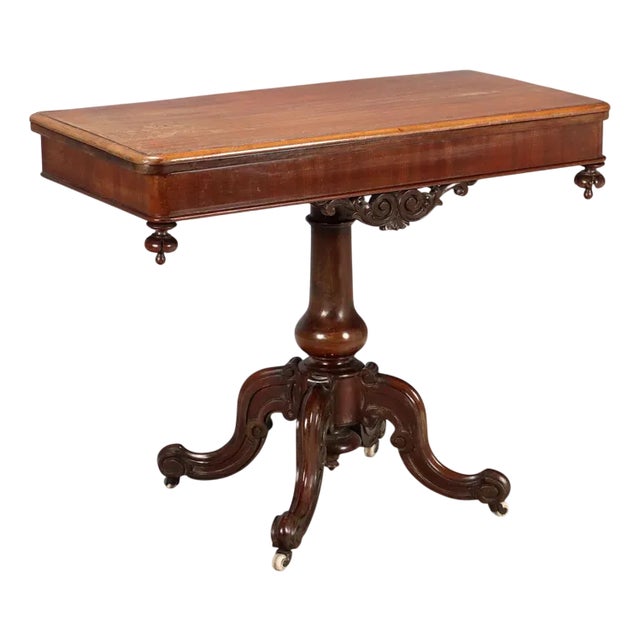 Antique Louis Philippe Carved Mahogany Game Table, 19th Century For Sale