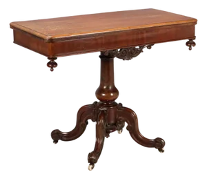 Antique Louis Philippe Carved Mahogany Game Table, 19th Century