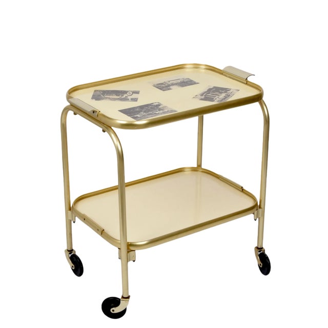 Mid-Century Italian Golden Aluminum & Formica Bar Cart, 1950s For Sale - Image 14 of 18
