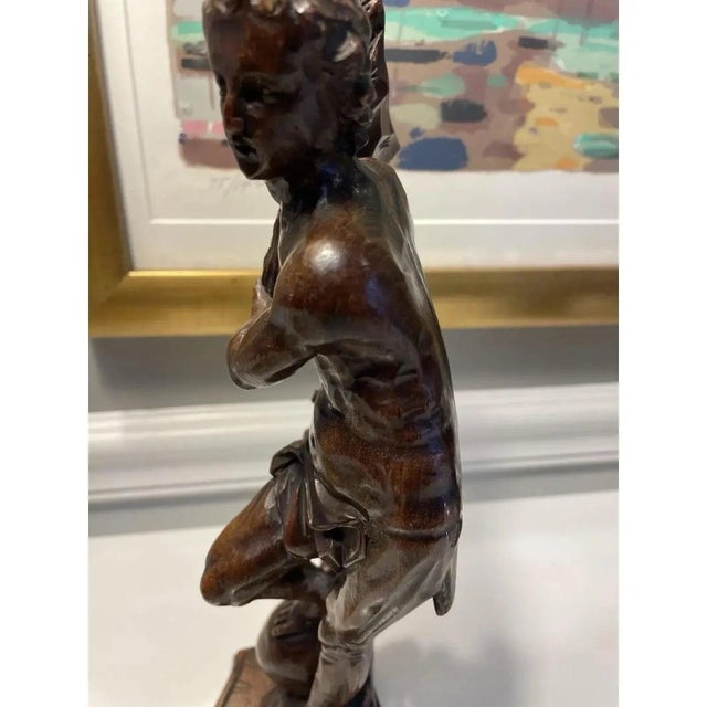 18th Century Hand-Carved Italian Carved Wood Figurines (Circa 1760) - A Pair For Sale In Chicago - Image 6 of 8