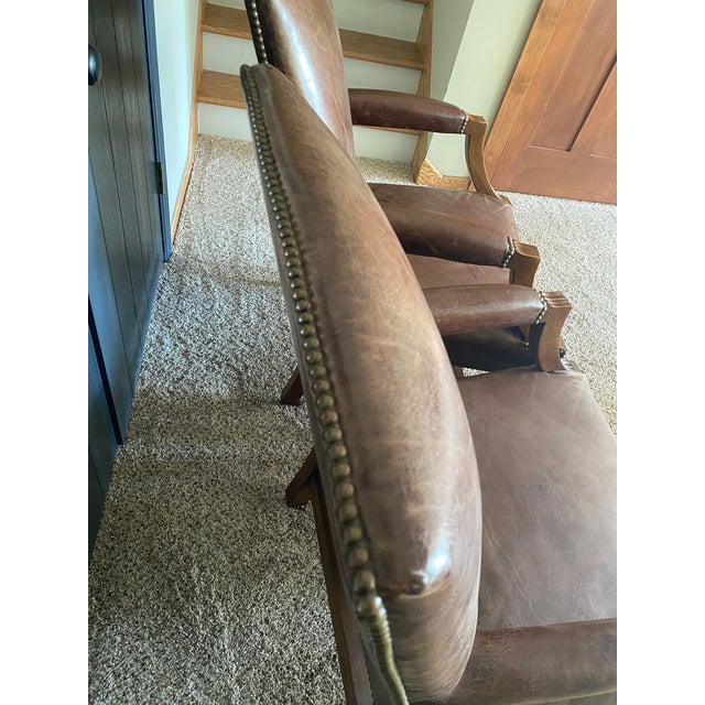 Ralph Lauren for Henredon Leather Executive / Library Chairs — Pair For Sale - Image 9 of 16
