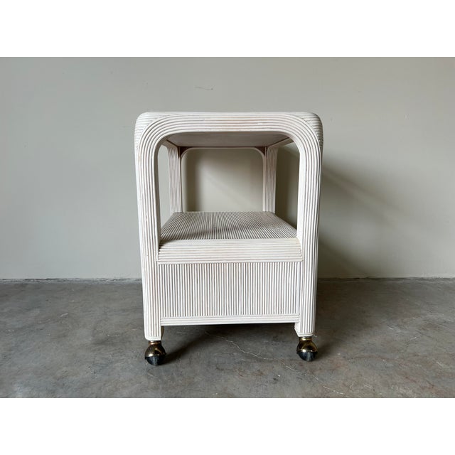 Palm Beach Pencil Reed Rattan Rolling Tv Cart / Nightstand Chairish
