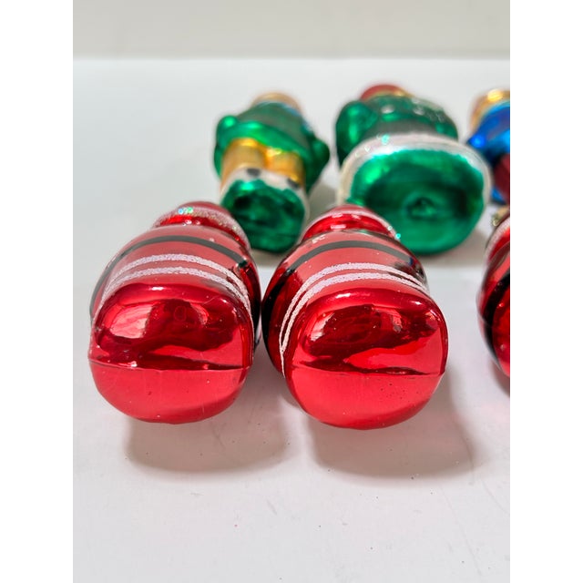 Vintage Glass Santa & Christmas Caroler Ornaments – Set of 7 For Sale - Image 11 of 12