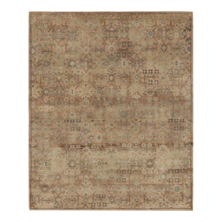 Rug & Kilim’s Samarkand-Inspired Rug in Beige With Cool Ice Blue Floral Patterns For Sale