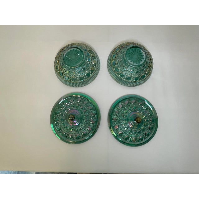 Mid 20th Century Set of 2 Vintage Imperial Glass Button & Cane Lidded Dish For Sale - Image 5 of 7
