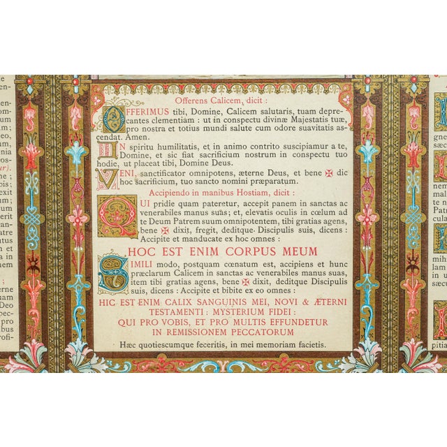 19th Century Monumental Antique French Catholic Christianity Tridentine Latin Mass Brass Framed Altar Card For Sale - Image 5 of 16