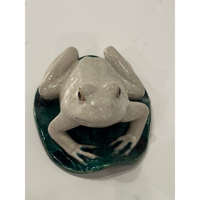 Vintage Italian Glazed Pottery Frog Sculpture For Sale - Image 4 of 9
