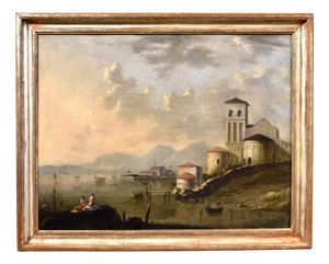Flemish Artist Active in Italy, Mediterranean Landscape, 1700, Oil on Canvas