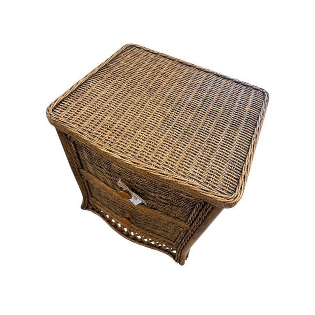 Tommy Bahama Style Woven Rattan Two-Drawer Nightstands – Pair For Sale - Image 9 of 9