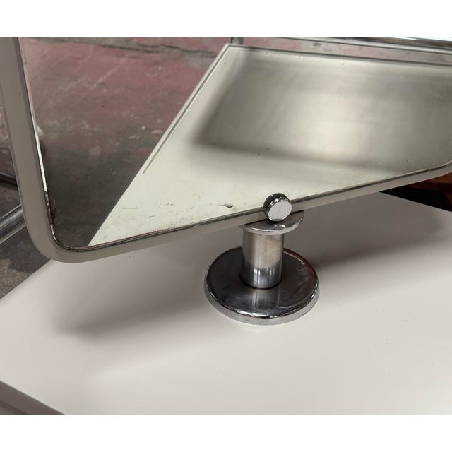 1930s Bauhaus Pastel Grey Chrome Dressing Mirror from Vichr a Spol, 1930s For Sale - Image 5 of 9