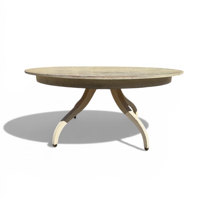 The timeless Regency Dining Table from sought-after Rose Tarlow. Round top with a reeded edge, sweeping reeded legs ending...