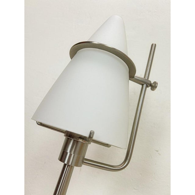 Silver Table Lamp in Brushed Steel and Glass from Holtkötter For Sale - Image 8 of 14