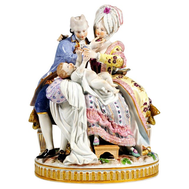 Rococo The Happy Parents Genre Group attributed to M.V. Acier for Meissen, Germany, 1924-1934 For Sale - Image 9 of 9