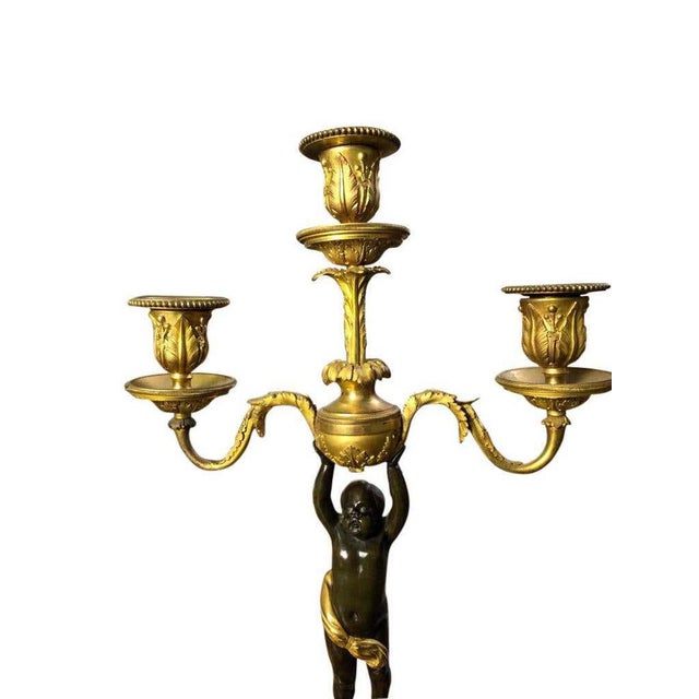Vintage Antique Bronze Louis Xv Candelabra, Set of 2 For Sale - Image 5 of 13